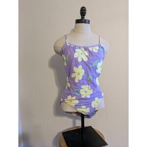 Vintage Jantzen purple floral one piece swimsuit size‎ 12